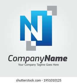 Plantilla para el logotipo del vector de la letra N, logotipo de la letra colorida N, logotipo de la empresa financiera, icono de la plantilla de diseño de los asesores del instituto financiero