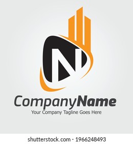 Letter N vector logo template, Colorful Letter N logo, Real Estate, Building and Construction Logo Design Template Vector Icon
