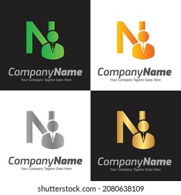 Plantilla para el logotipo del vector de la letra N, logotipo de la letra colorida N, logotipo de la empresa financiera, icono de la plantilla de diseño de los asesores del instituto financiero