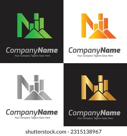 Letter N vector logo template, Colorful Letter N logo, Financial Company Logo, Financial Institute Advisors Logo Design Template Vector Icon