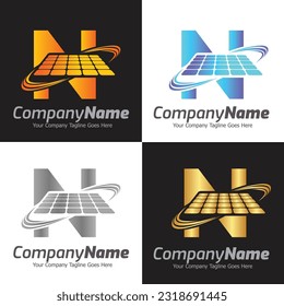 Letter N vector logo template, Colorful Letter N logo, Solar power logo design,  Solar panel logo, Renewable energy, Solar energy brand