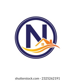 Letter N vector logo template, Colorful Letter N logo, Real Estate, Building and Construction Logo Design Template Vector Icon