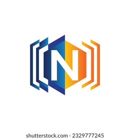 Plantilla para el logotipo del vector de la letra N, logotipo de la letra colorida N, logotipo de la empresa financiera, icono de la plantilla de diseño de los asesores del instituto financiero