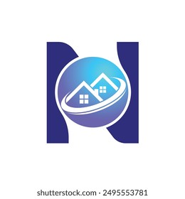 Letter N vector logo template, Colorful Letter N logo, Real Estate, Building and Construction Logo Design Template Vector Icon