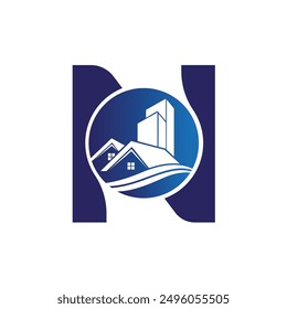 Letter N vector logo template, Colorful Letter N logo, Real Estate, Building and Construction Logo Design Template Vector Icon