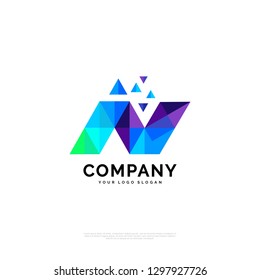 Letter N Vector Origami Logo icon. Colorful Abstract Design template element logo icon - Vector