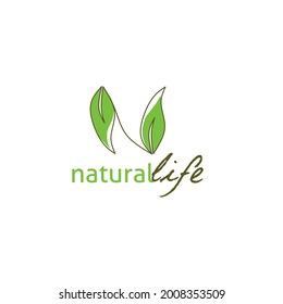 Letter N for Vegetables, Checkmark Tips for Logo Design with Natural Leaves and Plants