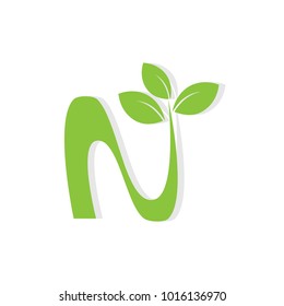 Letter N for vegetarian logotype