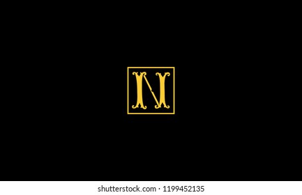 LETTER N VINTAGE LOGO WITH SQUARE FRAME FOR ILLUSTRATION OR LOGO DESIGN USE