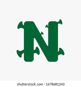 Letter N with virus and bacteria 