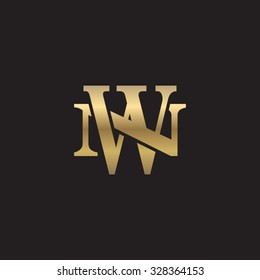 letter N and W monogram golden logo