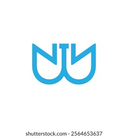 letter n w pipe line water geometric logo vector 