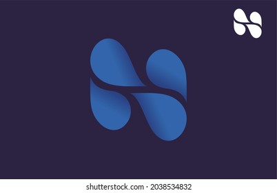 Letter N Water Drop Logo Illustration