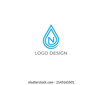 Letter N Water drop Logo Concept sign icon symbol Design Linear style. Vector illustration logo template