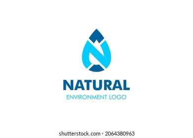 Letter N Water Logo : Suitable for Aquatic Theme, Environment Theme, Initial Theme, Infographics and Other Graphic Related Assets.
