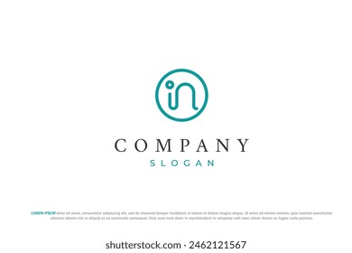 letra i y n onda en un círculo logo