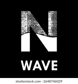 Letter n with wave design logo template illustration
