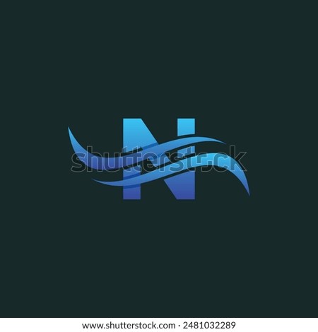 Letter N Wave Icon Business Logo Creative Design Logo