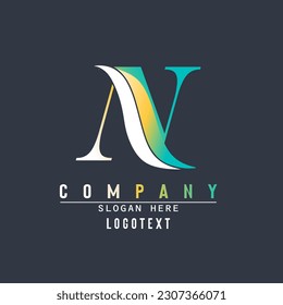 Letter N and Wave Logo Template, abstract initial N logo , Creative N letter with luxury concept. Modern N Logo Design for business and company identity