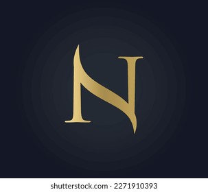 logotipo de señal de onda N de letra