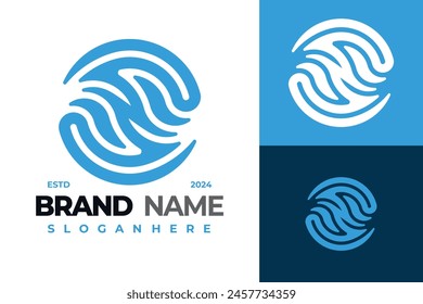 Letra N Waves logo design Vector symbol icon ilustración