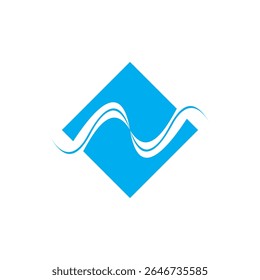 letter n waves squares ribbon simple logo vector 