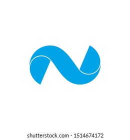 letter n wavy flat 3d logo vector