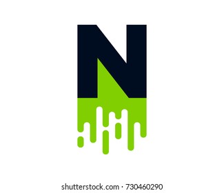 Letter N Wet Color Paint Icon Logo Design Element