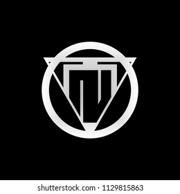 letter N white circle and triangle with dark background simple logo design