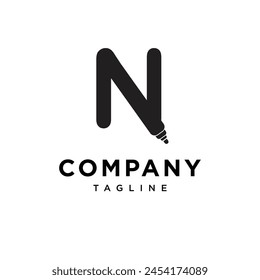 Letter N whiteboard marker logo icon vector template.eps