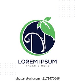 Letter N Wild Leaf Green Business Logo Design Vector Template In Modern Creative Minimal Style