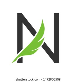 letter N with wing logo vector