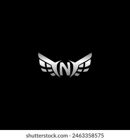 Letra N con alas. Plantilla del logotipo