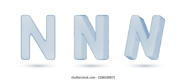 Letter n wireframe high polygonal outline low poly style vector illustration