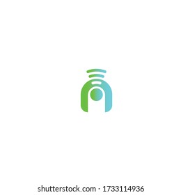 Letter n, Wireless connecting logo icon illustration
