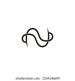 letter n wires simple curves linked line logo vector