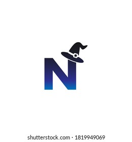Letter N witch hat concept design Illustrator