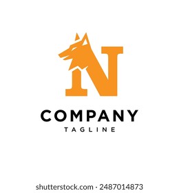 Letter N Wolf Logo Icon Vector template.eps
