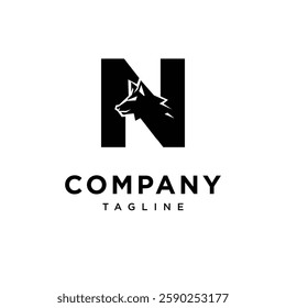 Letter N Wolf Logo Icon Vector