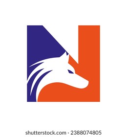 Letter N Wolf Logo. Wolf Symbol Vector Template