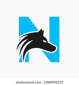 Letter N Wolf Logo. Wolf Symbol Vector Template