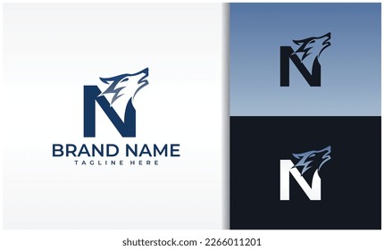 Letter N Wolf Logo Vector