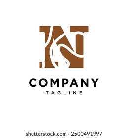 Letter N Wood logo icon vector 