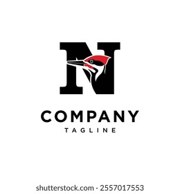 Letter N Woodpecker Logo Icon Vector