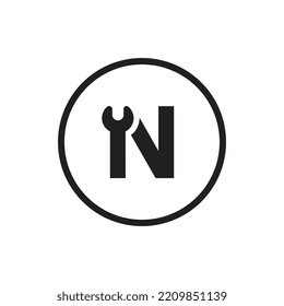 Letter N wrench logo icon design vector