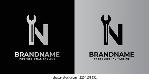 letter N wrench logo, suitable for any business related to wrench with N initials.