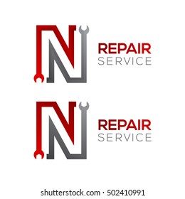 Letter N with wrench logo,Industrial,repair,tools,service and maintenance logo for corporate identity