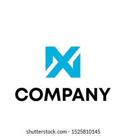 letter N with X design vector template sign
