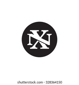 letter N and X monogram circle logo