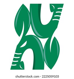 letter n and y logo with elephant shape combined with leaves